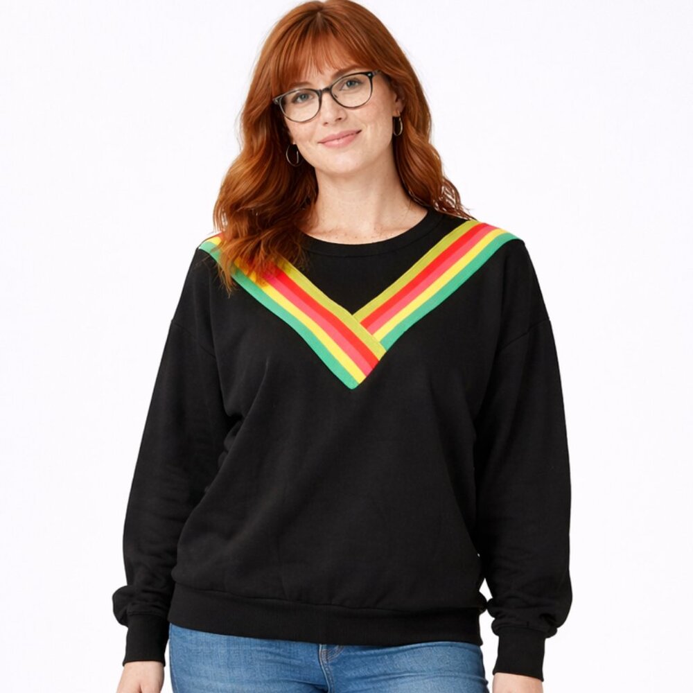 NWT Poof! Black classic V-neck pullover sweater Small